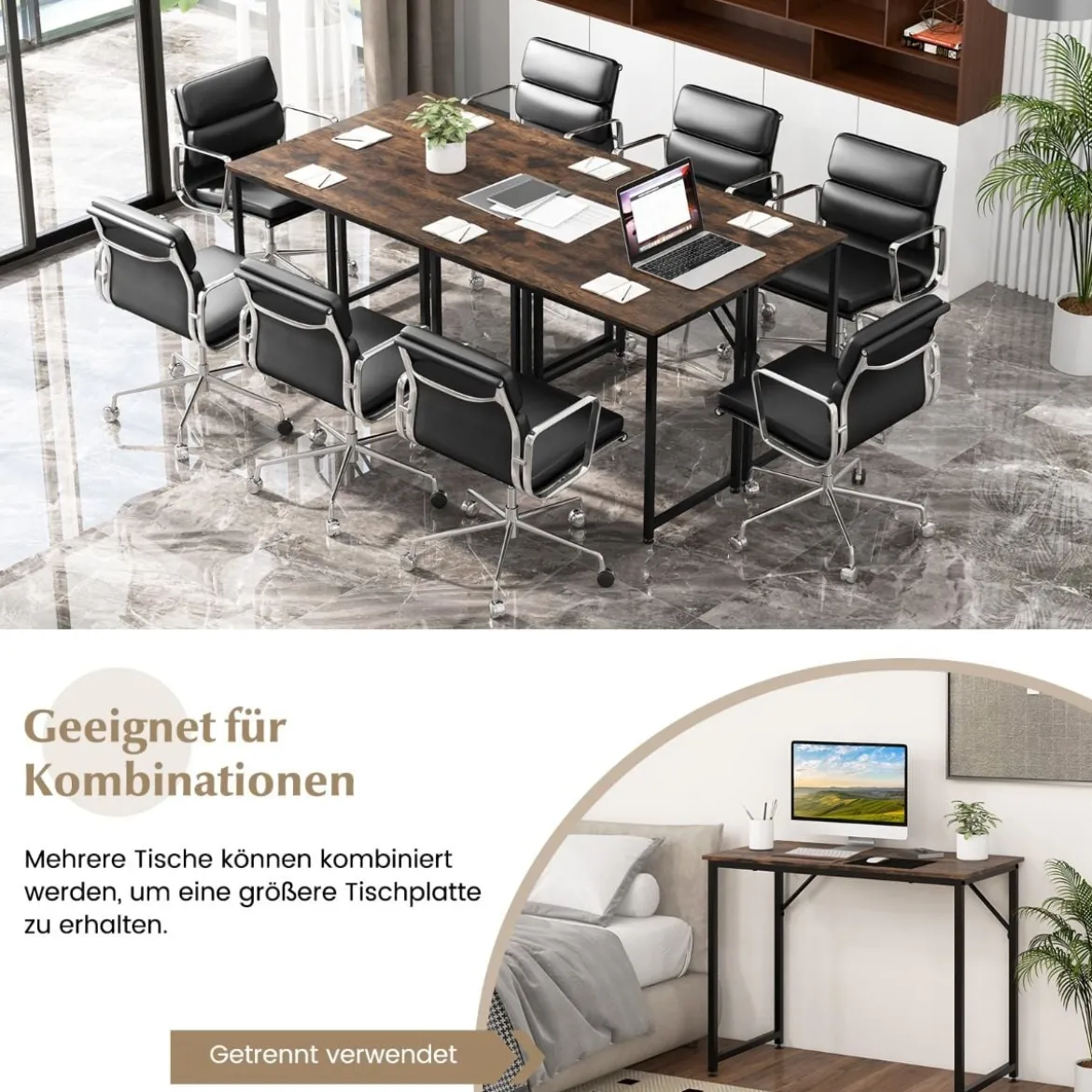 PC-Tisch mit Verstellbaren Fußpolstern Kompakter Computertisch Schreibtisch 100 x 50 x 77 cm Braun