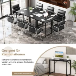 PC-Tisch mit Verstellbaren Fußpolstern Kompakter Computertisch Schreibtisch 100 x 50 x 77 cm Schwarz