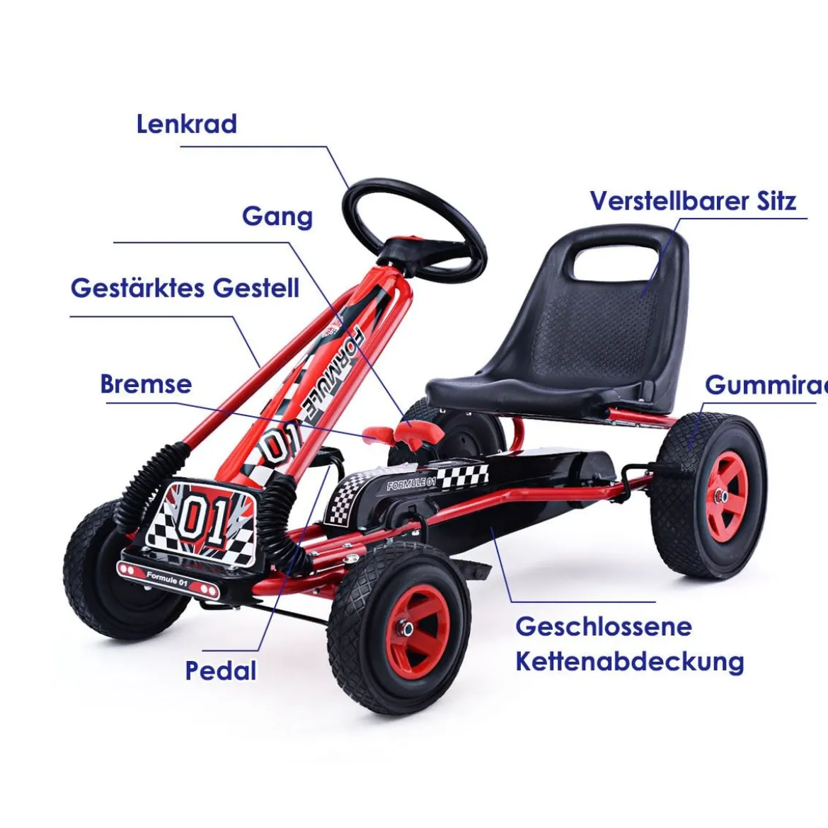 Pedal Gokart Racing Kinderauto Pedalfahrzeug Tretauto Gocart Sitzaußen