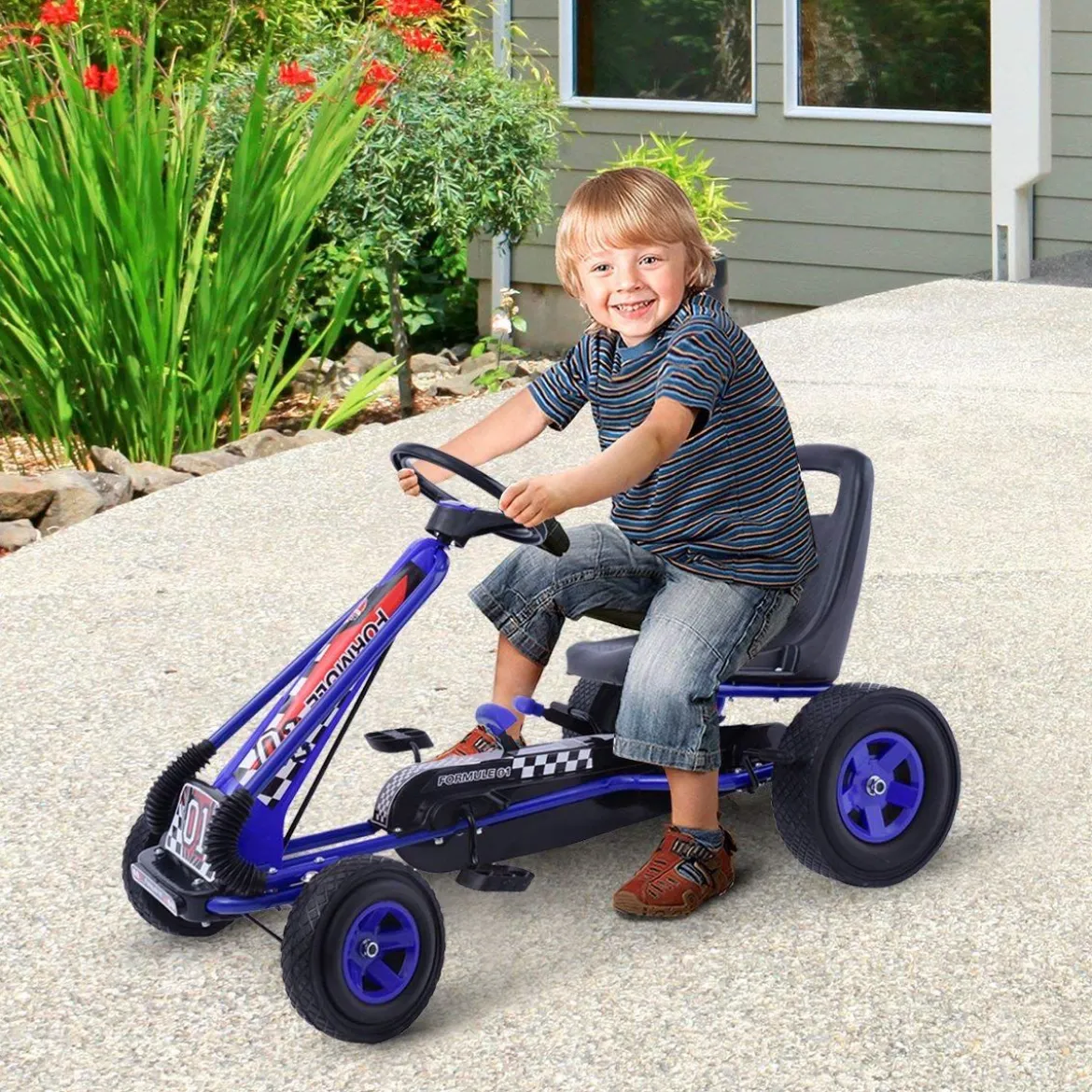 Pedal Gokart Racing Kinderauto Pedalfahrzeug Tretauto Gocart Sitzaußen