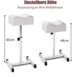 Pediküre Hocker mit Verstellbarer Sitzhöhe Fußhocker für Nagelpflege in Salons Spa Weiß