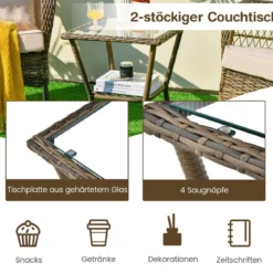 PE-Rattan-Stühle & Beistelltisch 3-Teiliges Schaukelstuhl-Set