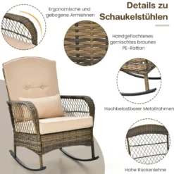 PE-Rattan-Stühle & Beistelltisch 3-Teiliges Schaukelstuhl-Set