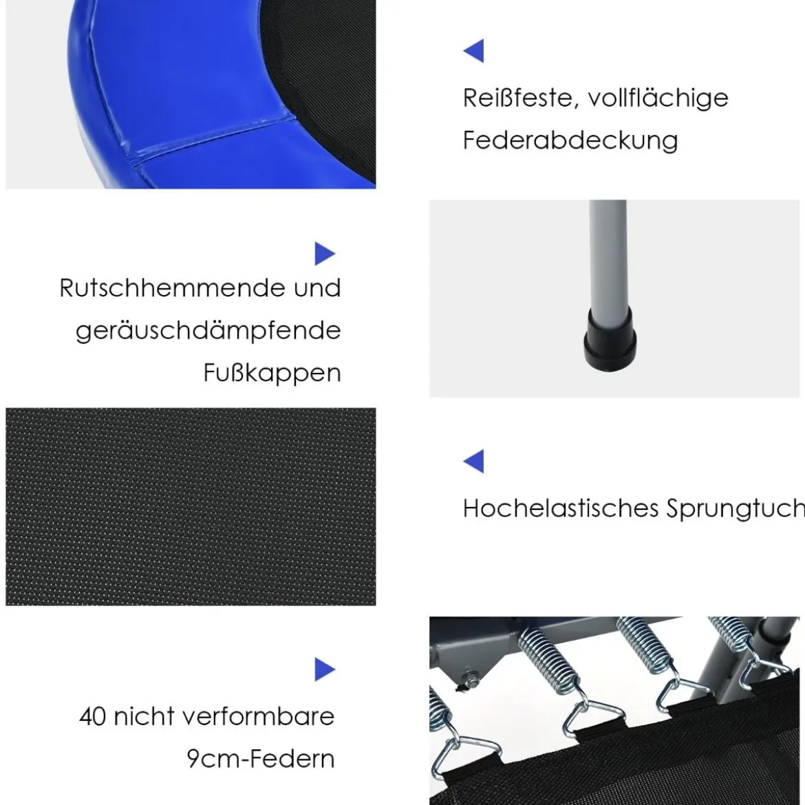 2 Personen Trampolin mit höhenverstellbarm Haltegriff Mini Trampolin 154 x 90 x 92 -132 cm Blau