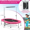 2 Personen Trampolin mit Höhenverstellbarm Haltegriff Mini Trampolin 154 x 90 x 92 -132 cm Rosa