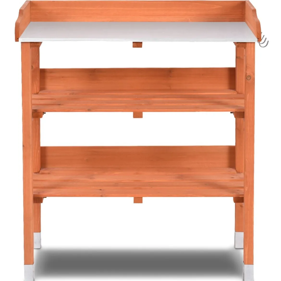 Pflanzbank aus Holz Pflanztisch Holz Zinkplatte Gärtnertisch 76 x 37 x 89 cm Braun