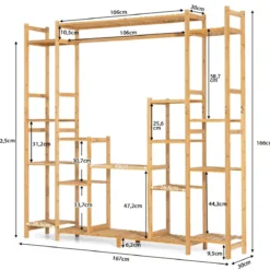 Pflanzenregal aus Bambus mit 9 Ebenen & Hängegestell Standregal Raumteiler Blumenregal 167 x 30 x 166 cm