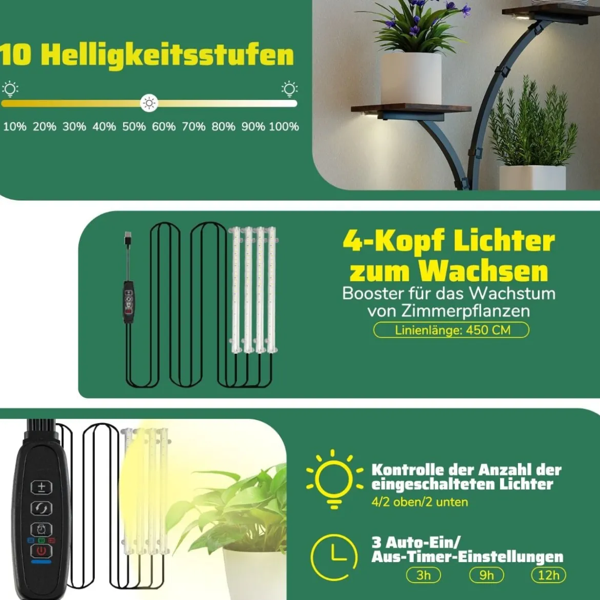 Pflanzenständer mit Wachstumslichtern 8-stöckiges Pflanzenregal Blumenständer