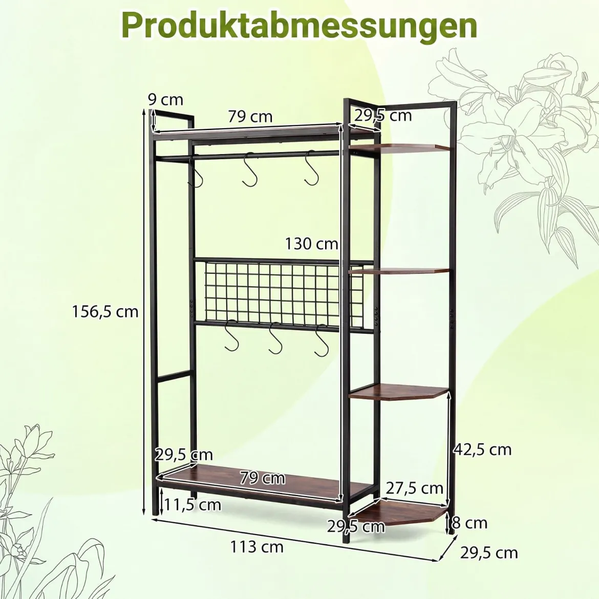 Pflanzenständer Pflanzenregal mit 6 S-Haken & Spalier Blumenständer mit Metallrahmen & Kippsicherungen