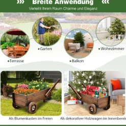 Pflanzenwagen Dekorativer Blumenwagen mit Rädern 81 x 40 x 38,5 cm Braun