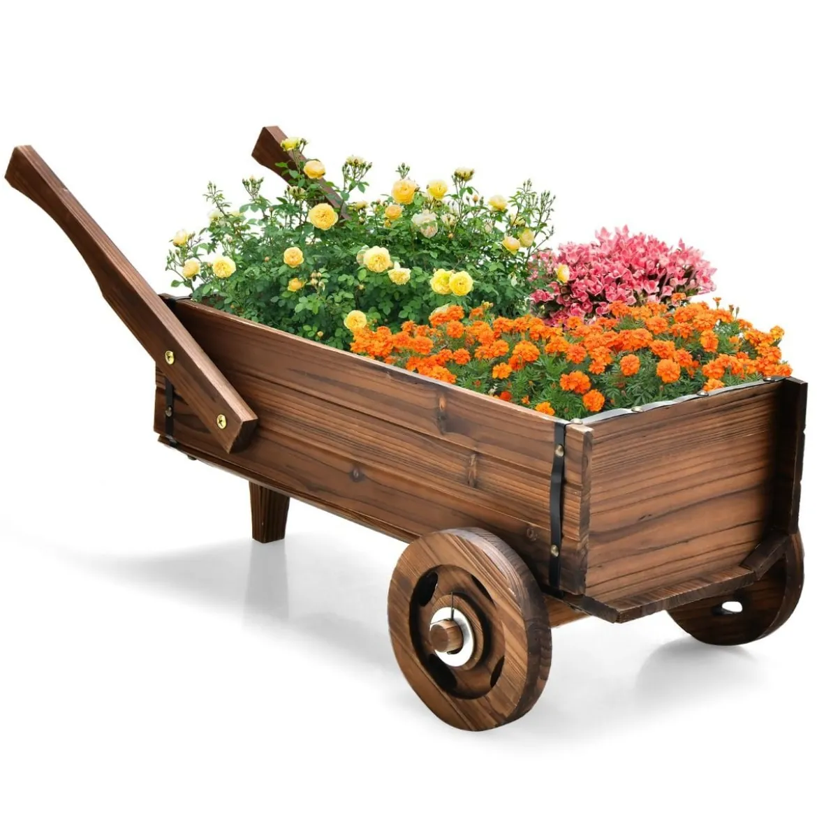 Pflanzenwagen Dekorativer Blumenwagen mit Rädern 81 x 40 x 38,5 cm Braun