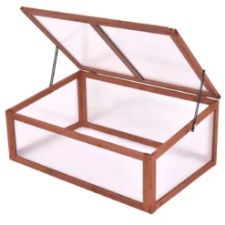 Pflanzhaus Garten Balkon Gewächshaus Frühbeet mit 2 beweglichen Stützstangen Holz 100 x 65 x 40 cm