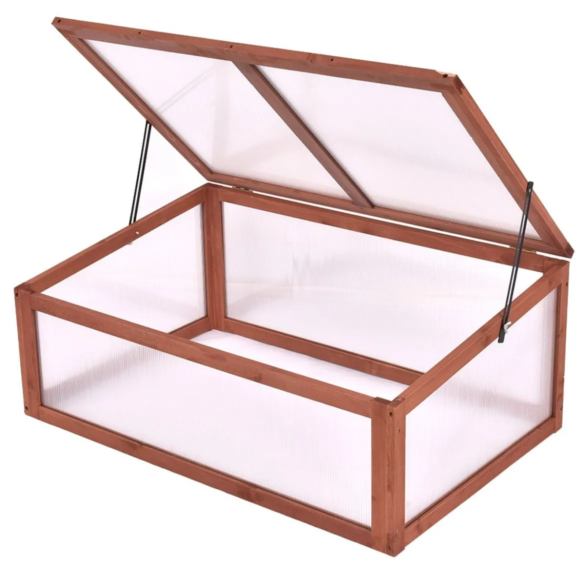 Pflanzhaus Garten Balkon Gewächshaus Frühbeet mit 2 beweglichen Stützstangen Holz 100 x 65 x 40 cm