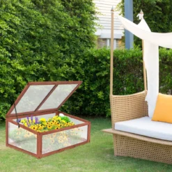 Pflanzhaus Garten Balkon Gewächshaus Frühbeet mit 2 beweglichen Stützstangen Holz 100 x 65 x 40 cm