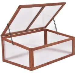Pflanzhaus Garten Balkon Gewächshaus Frühbeet mit 2 beweglichen Stützstangen Holz 100 x 65 x 40 cm
