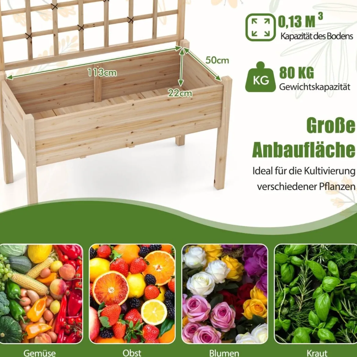 Pflanzkasten mit Rankgitter Blumenkasten Gartenspalier Hochbeet mit Spalier Rankhilfe