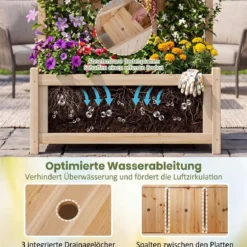 Pflanzkasten mit Rankgitter Hochbeet aus Massives Holz für Blumen & Kletterpflanzen Blumenbeet 76 x 32 x 143 cm