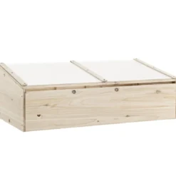 Pflanzkasten 100 x 50 cm Hölzernes Tragbares Gewächshaus Natur