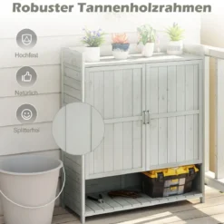 Pflanztisch mit Unterschrank & Arbeitsplatte & Abnehmbaren Regalen Gartenschrank Grau