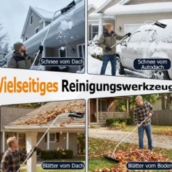 Photovoltaik Schneeschieber mit Kunststoffklinge & Teleskopstange Schneeschaufel Schneeräumer