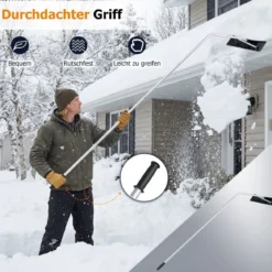 Photovoltaik Schneeschieber mit Kunststoffklinge & Teleskopstange Schneeschaufel Schneeräumer