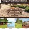 Picknicktisch-Set aus Holz für 8 Personen mit Schirmloch Braun