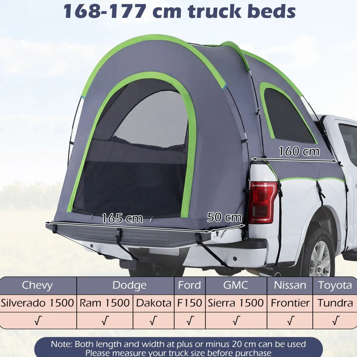 Pickup Truck Zelt für 4 Personen mit Abnehmbarem Regenschutz 168-177 cm Wasserfestes Campingzelt