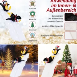 Pinguin-Dekoration beim Schlittschuhlaufen Beleuchtete Weihnachtsdekoration 120cm