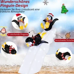 Pinguin-Dekoration beim Schlittschuhlaufen Beleuchtete Weihnachtsdekoration 120cm