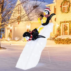 Pinguin-Dekoration beim Schlittschuhlaufen Beleuchtete Weihnachtsdekoration 120cm