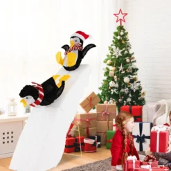 Pinguin-Dekoration beim Schlittschuhlaufen Beleuchtete Weihnachtsdekoration 120cm