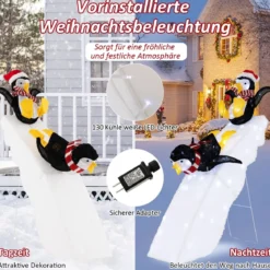 Pinguin-Dekoration beim Schlittschuhlaufen Beleuchtete Weihnachtsdekoration 120cm