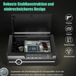 Pistolensafe Pistolensafe mit biometrischem Fingerabdrucks-Schloss & Passwort & Schlüssel Schwerer Stahl