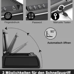 Pistolensafe Pistolensafe mit biometrischem Fingerabdrucks-Schloss & Passwort & Schlüssel Schwerer Stahl