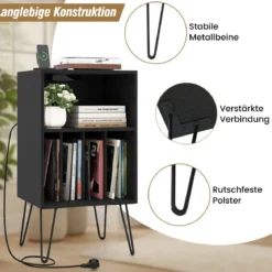 Plattenspieler-Ständer mit Ladestation 3-stufiger Schallplattenständer 48 x 40 x 88 cm