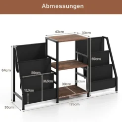 Plattenspielerständer mit Vinyl-Regal & 3 Ablagen & 6 Aufbewahrungstaschen Schallplattenständer