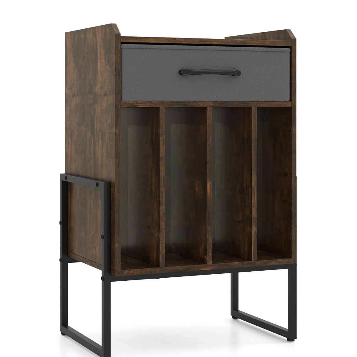 Plattenspieler Ständer Schallplatten Regal Mit 4 Fächern Bis 160 Alben Vinyl Schrank Für Wohnzimmer Braun