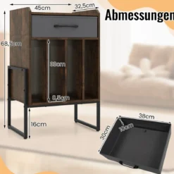 Plattenspieler Ständer Schallplatten Regal Mit 4 Fächern Bis 160 Alben Vinyl Schrank Für Wohnzimmer Braun