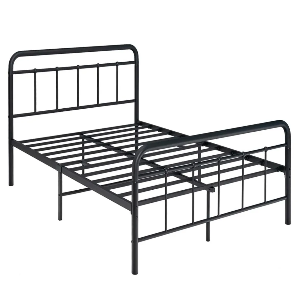Plattformbett aus Metall Hochbelastbares Bettgestell mit Stahllatten 208 x 144 x 101 cm Schwarz
