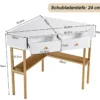Platzsparender Eck Schreibarbeitstisch mit 2 Großen Schubladen und Ablagefläche für Kleine Räume Golden