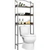 Platzsparendes Toilettenregal 3-stöckiges Badezimmerregal 61 x 22,5 x 167,5 cm Silber + Braun