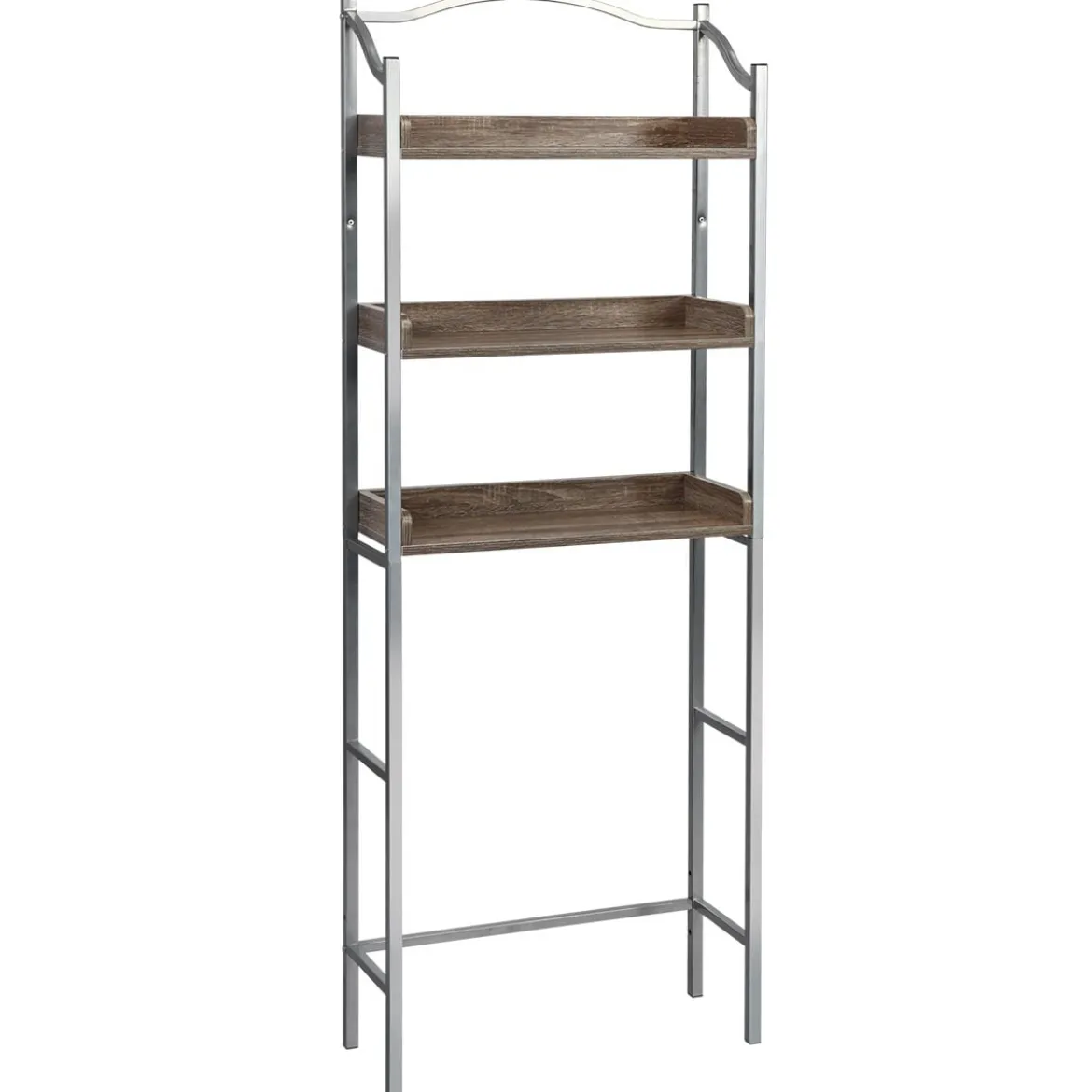 Platzsparendes Toilettenregal 3-stöckiges Badezimmerregal 61 x 22,5 x 167,5 cm Silber + Braun