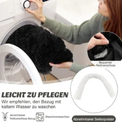 Plüschbett für Hunde mit rutschfester Unterseite abnehmbarem waschbarem Bezug & weicher Nackenrolle große 115 × 120 cm Schwarz