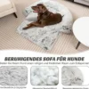 Plüschbett für Hunde mit rutschfester Unterseite abnehmbarem waschbarem Bezug & weicher Nackenrolle große 115 x 120 cm Grau-weiß