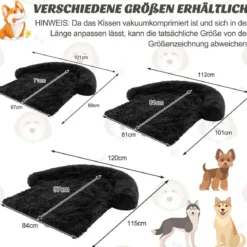 Plüschbett für Hunde mit rutschfester Unterseite abnehmbarem waschbarem Bezug & weicher Nackenrolle kleine 101 x 89 cm Schwarz