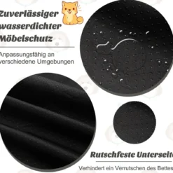 Plüschbett für Hunde mit rutschfester Unterseite abnehmbarem waschbarem Bezug & weicher Nackenrolle kleine 101 x 89 cm Schwarz