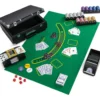 Pokerset 300 Chips Pokerkoffer mit 2 Kartendeck 5 Würfel Dealer Button Matte Kartenmischer & Kartengeber