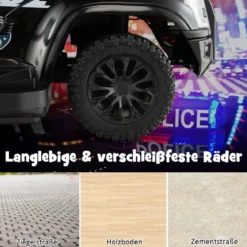 Polizei Elektroauto für Kinder 6V Elektrisches Kinderauto mit Stauraum Schwarz/Rosa/Weiß