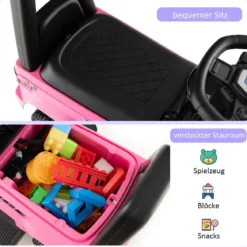 Polizei Elektroauto für Kinder 6V Elektrisches Kinderauto mit Stauraum Schwarz/Rosa/Weiß