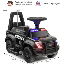 Polizei Elektroauto für Kinder 6V Elektrisches Kinderauto mit Stauraum Schwarz/Rosa/Weiß